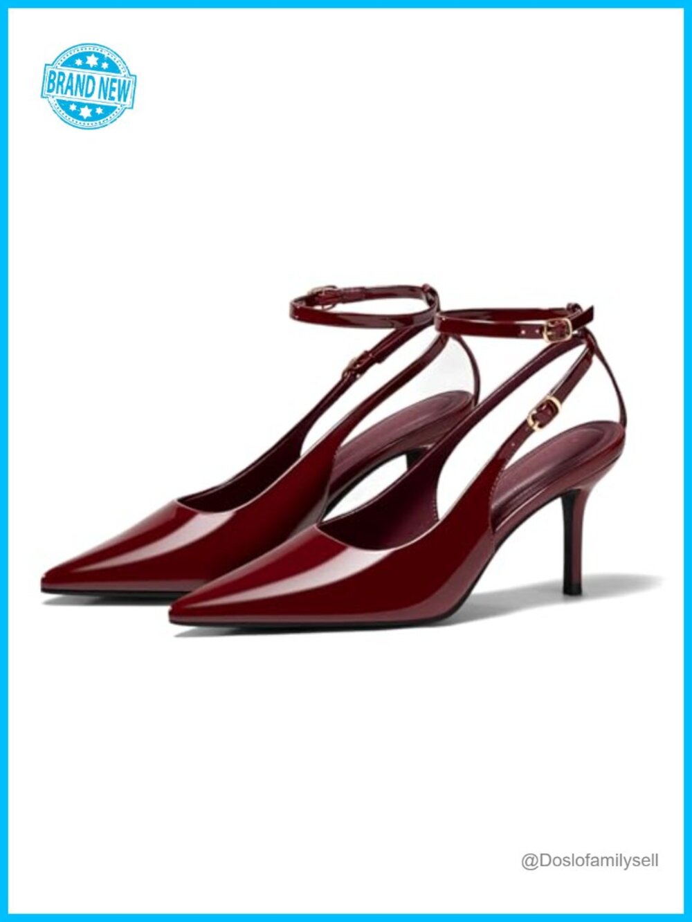 Kitten Heels Slingback Pointed Toe Pumps Ankle Strap Work Dress Shoes